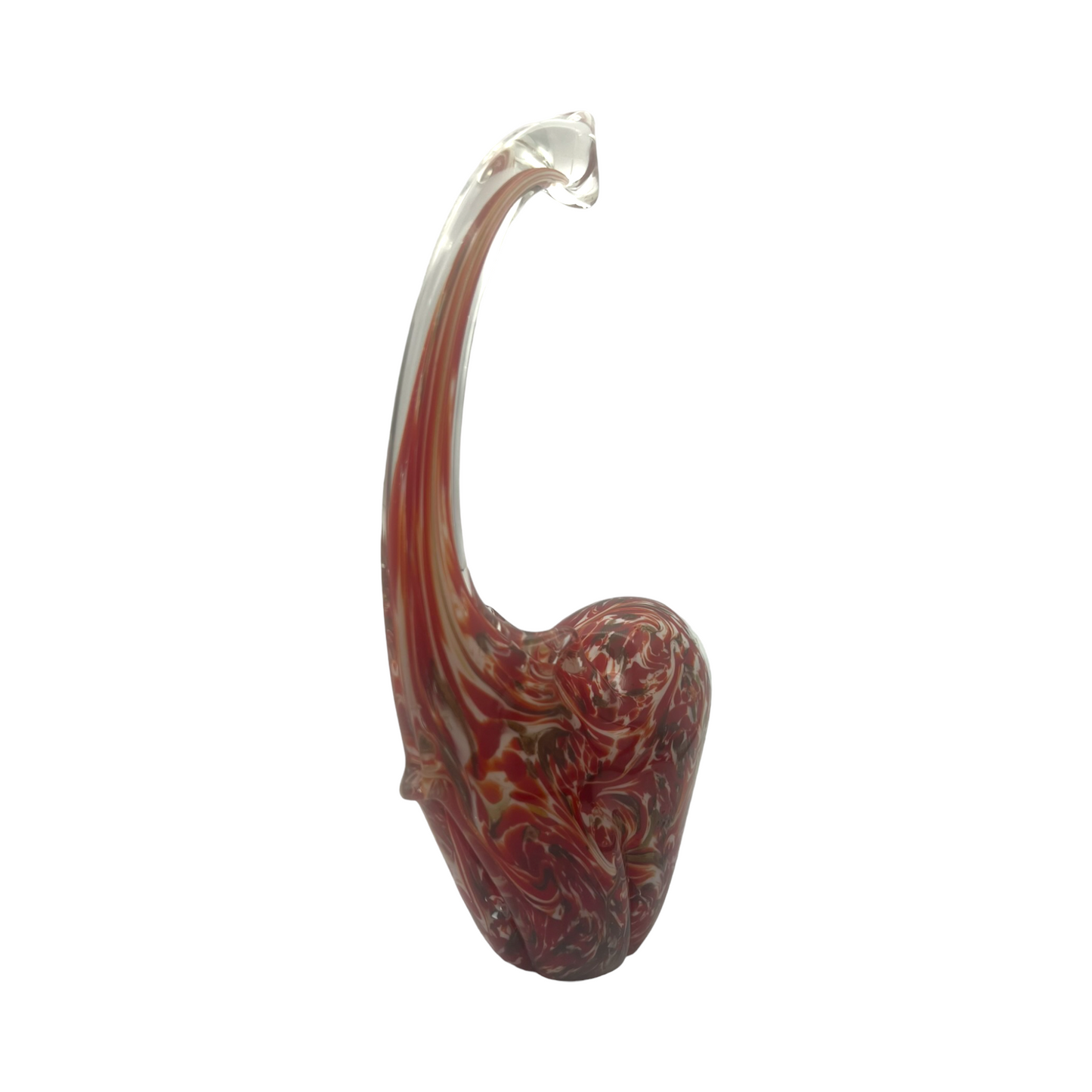 Murano - Elephant Sculpture - Red & White - 10"