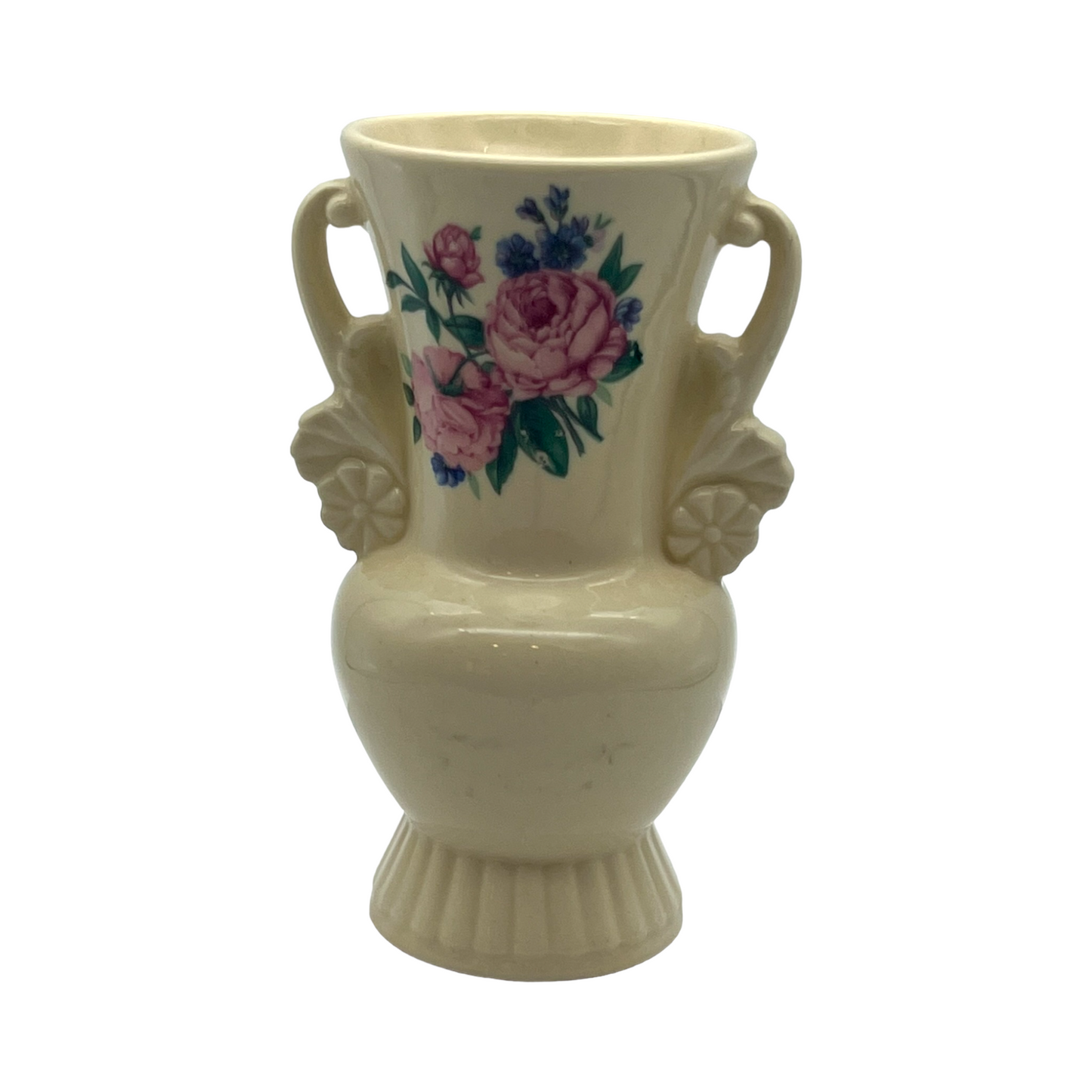 Royal Copley - Floral Handle Vase - Vintage - 6.25"
