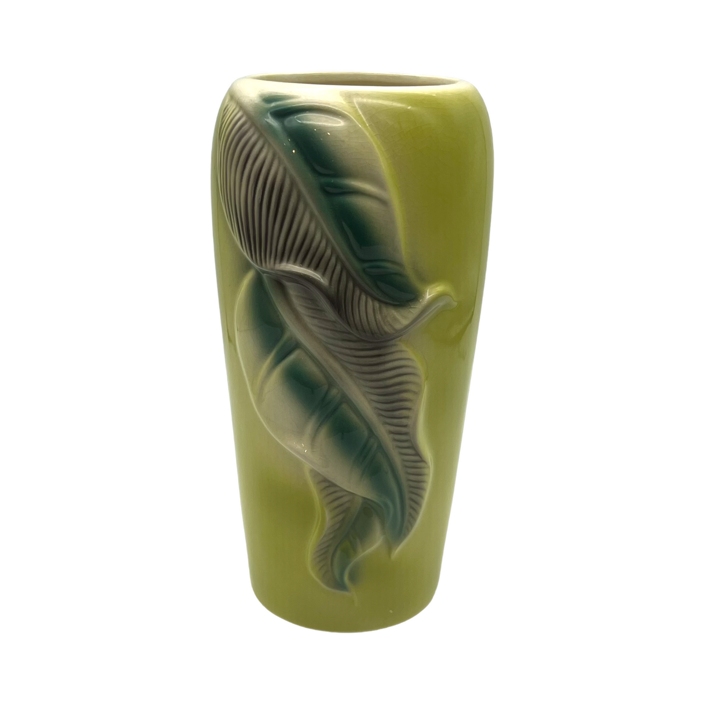 Royal Copley - Green Stylized Leaf Vase- Vintage