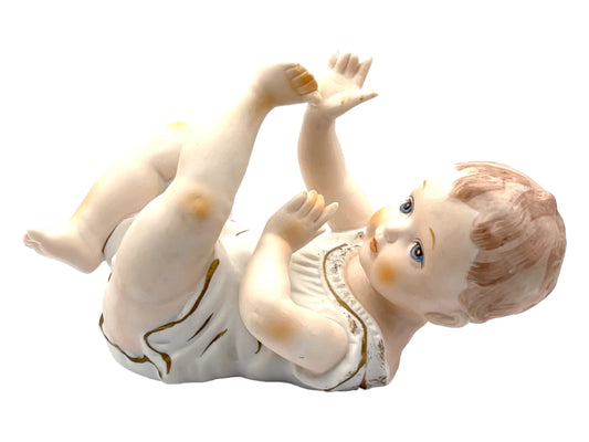 Bisque Baby - Vintage - Germany - Lying On Back - 7" X 9"