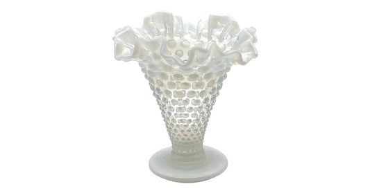 Fenton Art Glass - Vintage Moonstone Opalescent Vase - 5"