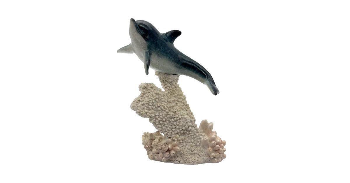 Porcelain - Bottlenose Dolphin On Pink Coral - 7.5"