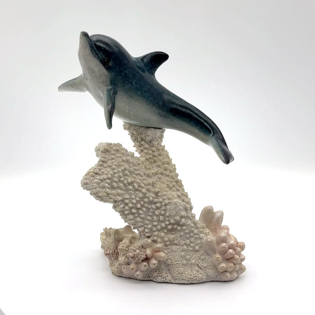 Porcelain - Bottlenose Dolphin On Pink Coral - 7.5"
